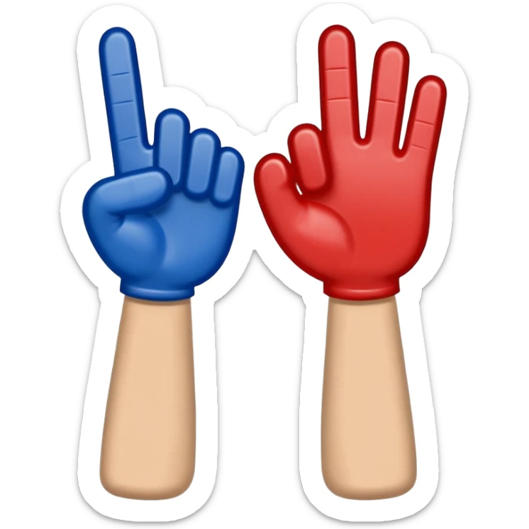 sports foam finger american football blue (#00A3E0) and red (#F9423A) sticker