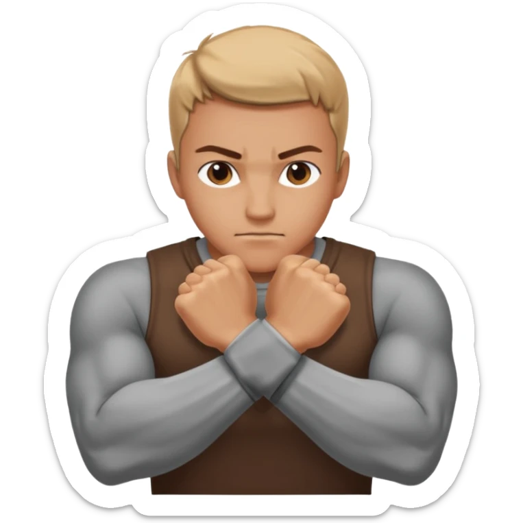 Left and Right fist from the top Perspektive with the Arms crossed over at the wrists  sticker