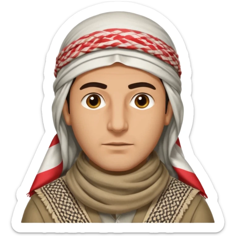 Portrait of a male Iraqi civilian with a neutral expression 1980 sticker