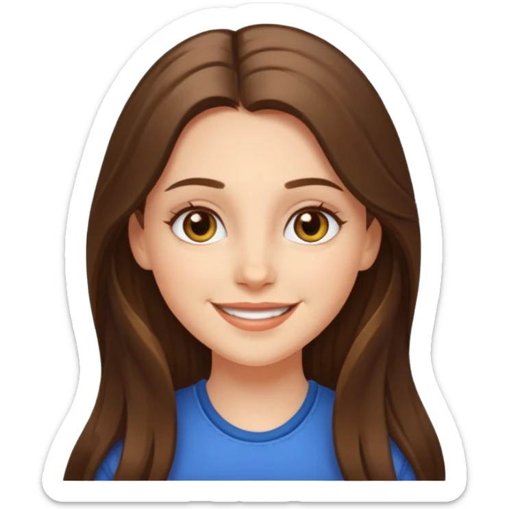 happy white long brunette hair girl with hazel eyes smiling sticker