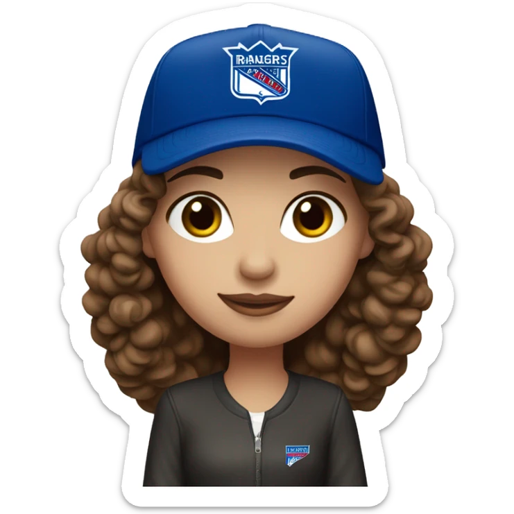 Brown hair Girl New York Rangers cap sticker
