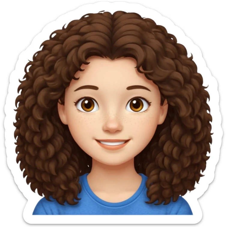 cute brunnete teen with fluffy hair light skin and freckles sticker