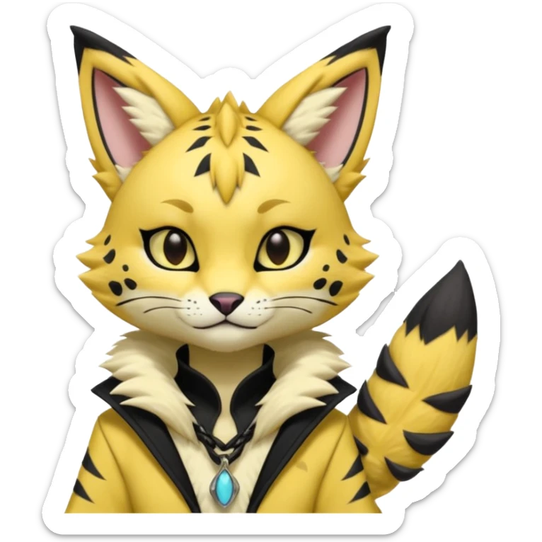 Cool gothic cute Kemonomimi Nekomimi Japanese Anime Kemono Furry Style Vernid-Serval-Renamon-Zeraora-Fursuit-furry-fursona sticker