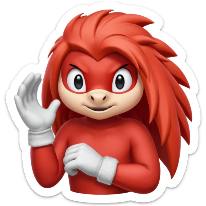 Sonic the hedgehogs friend knuckles a red animal with peach arms and white gloves sticker