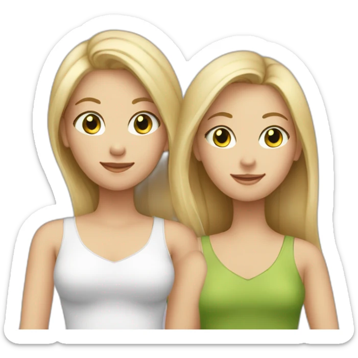 4 people Family . blond girl green eyes, dad (no hair), mom (long blond hair) and two sisters with brown hair sticker