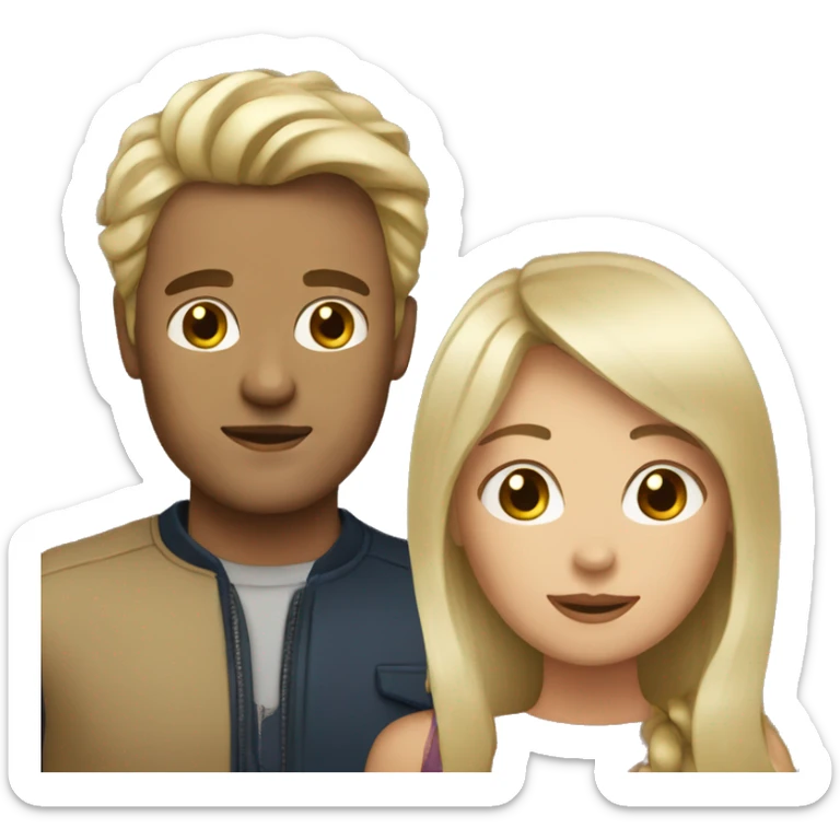 Brunette woman with blonde man sticker
