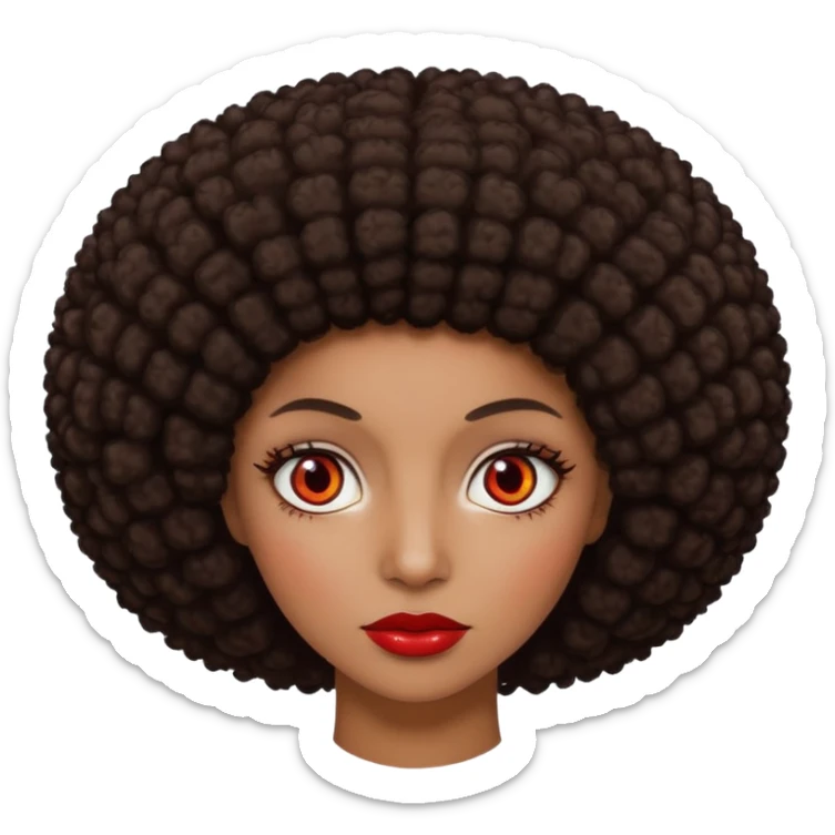 change her hair to a dark brown afro, dark brown eyes, and make the eye whites red sticker