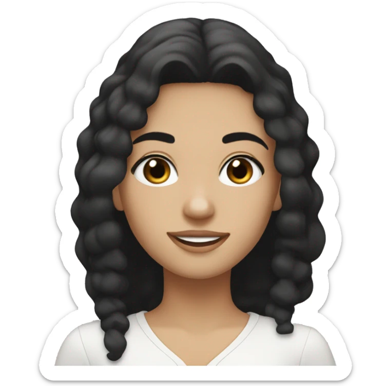 caucasian girl with black hair, brown eyes, black brows, white teeth. SandySoSweetie sticker