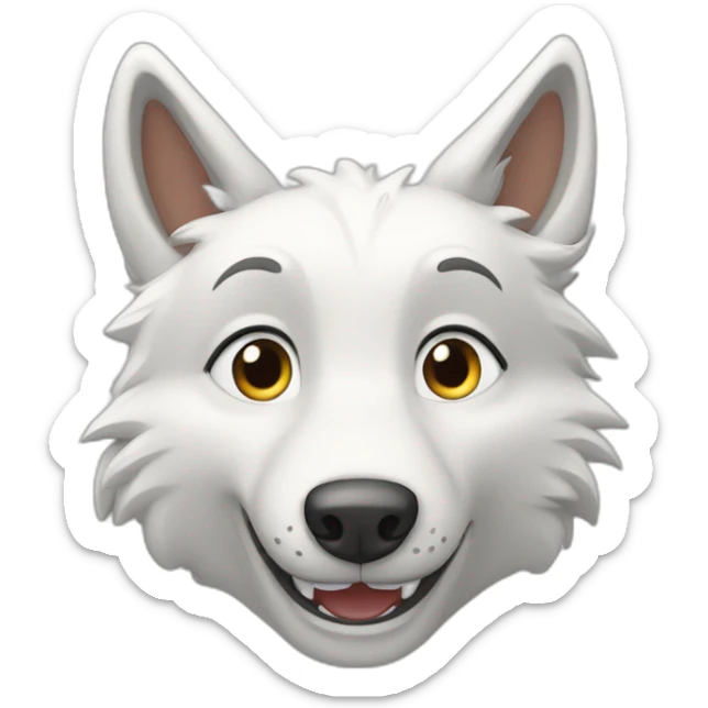 Loup blanc qui fait un beau sourire montrant ses belles dents sticker