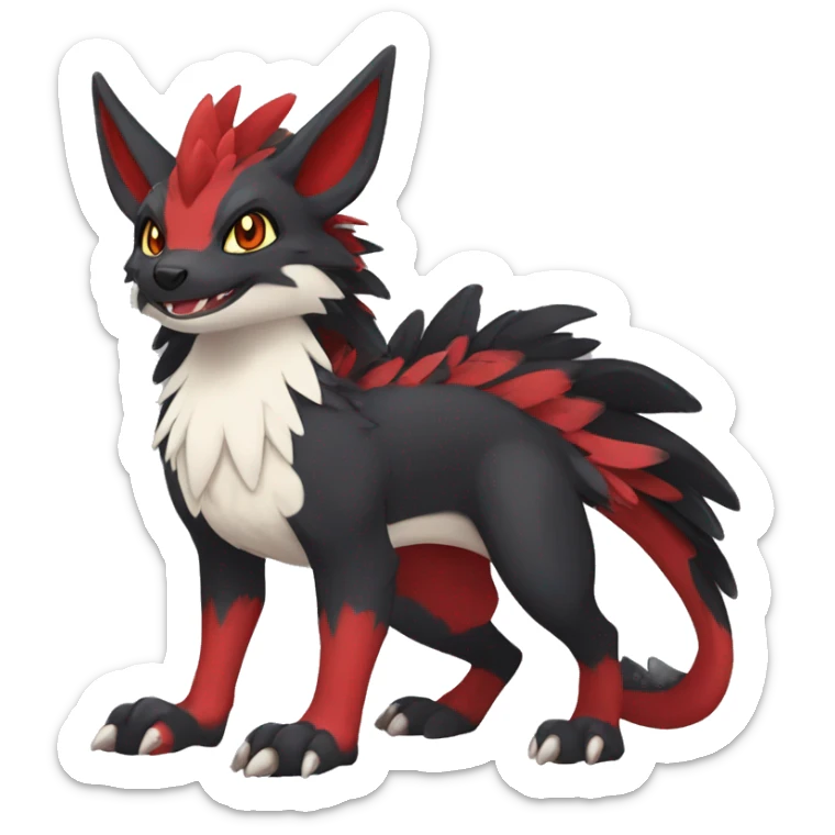 Anthro Cute cool black red nargacuga animal hybrid Fakemon full body sticker