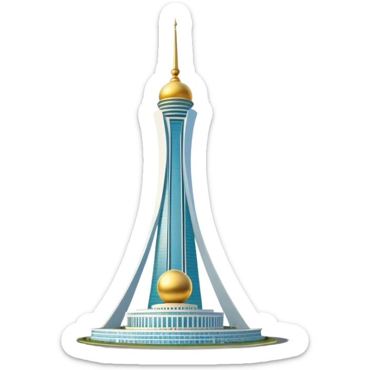 Bayterek Tower, a tall monument with a golden sphere on top, in Astana, Kazakhstan sticker