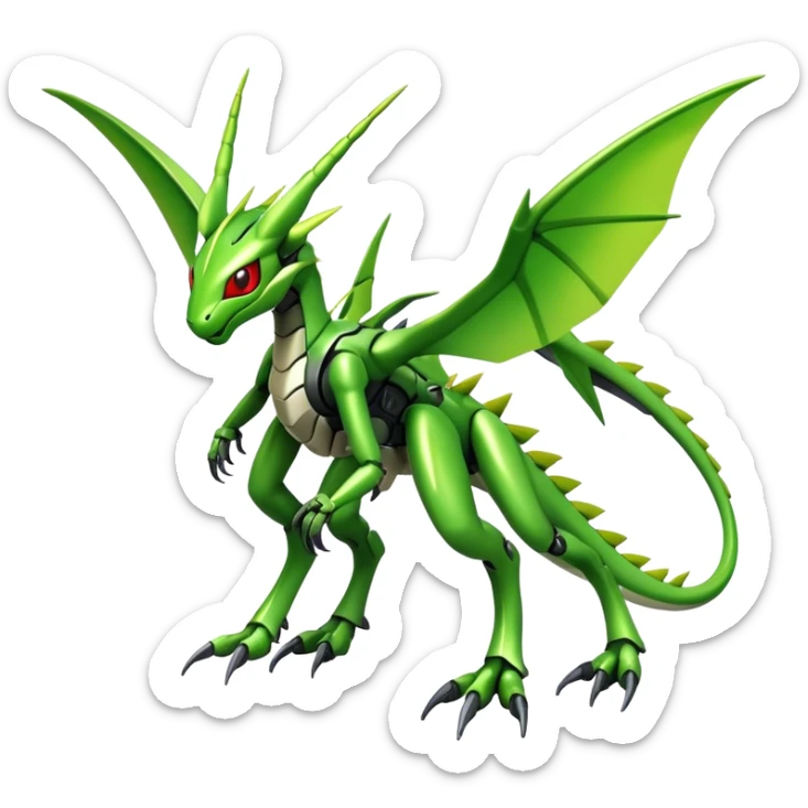  Cool Edgy Shiny Colorful Futuristic Ethereal Legendary Cyborg-Scyther-Flygon-Digimon-hybrid full body sticker