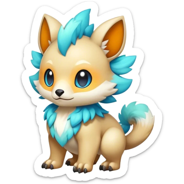 Cute cool colorful fantasy animal hybrid Fakemon full body sticker