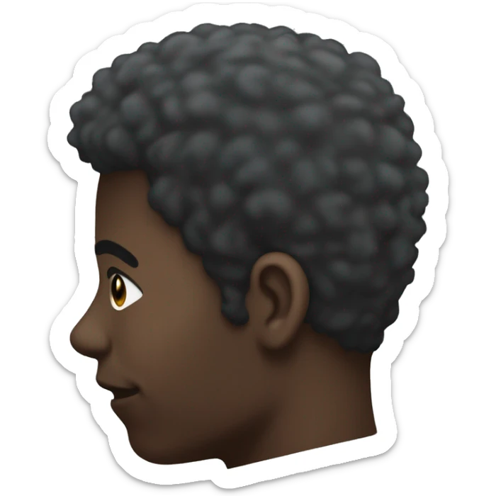 the back of a african males head, His hair is a short afro sticker