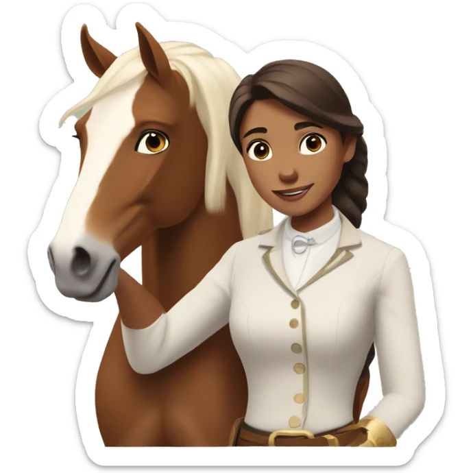 Abigail and her brown and white paint horse,Boomerang from Spirit riding free sticker