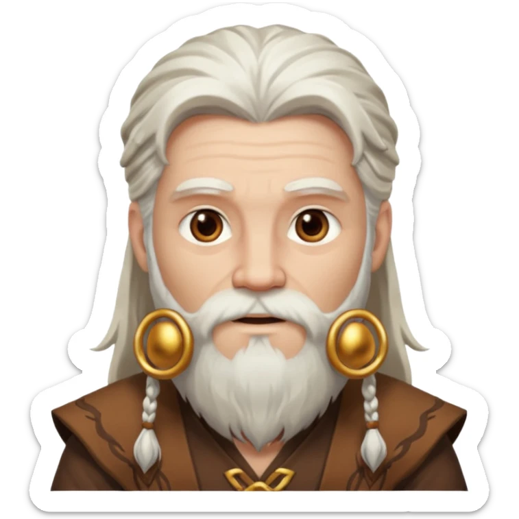 Pan, God of the Wild from Gods and Goddesses with long white hair and beard, brown outfit sticker