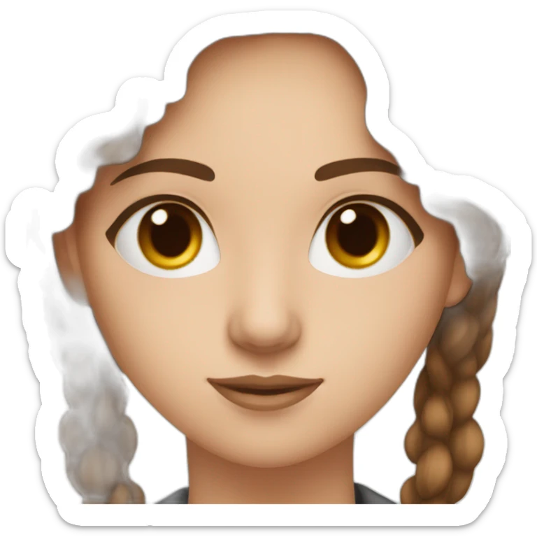 graphic designer woman brown hair with beauty mark id the middle of the nose sticker