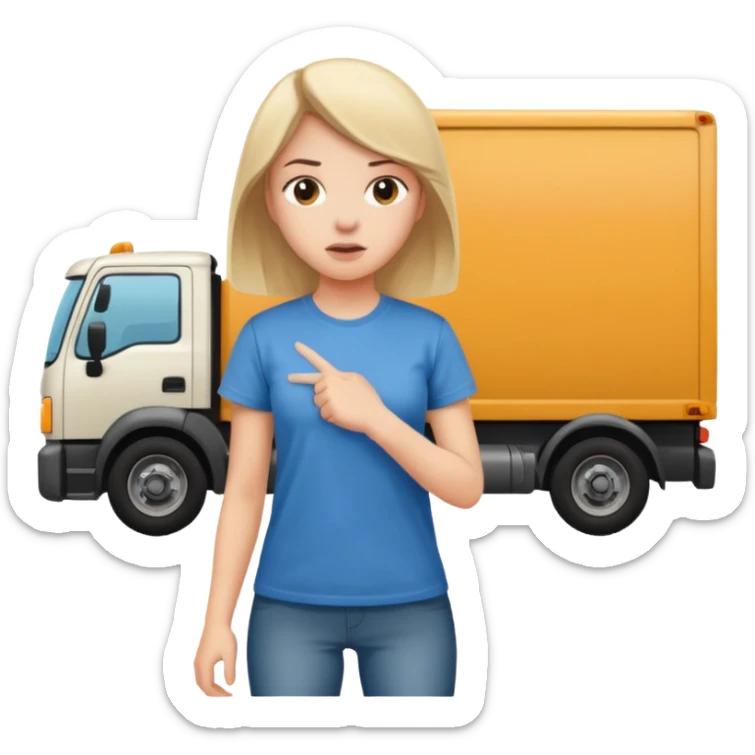A truck hitting a girl and about to fall girl in 70 degree  sticker