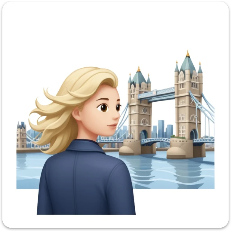 quelqu'un qui admire la vue depuis un point panoramique avec une ville avec des gratte ciel et Tower Bridge en contrebas
 sticker