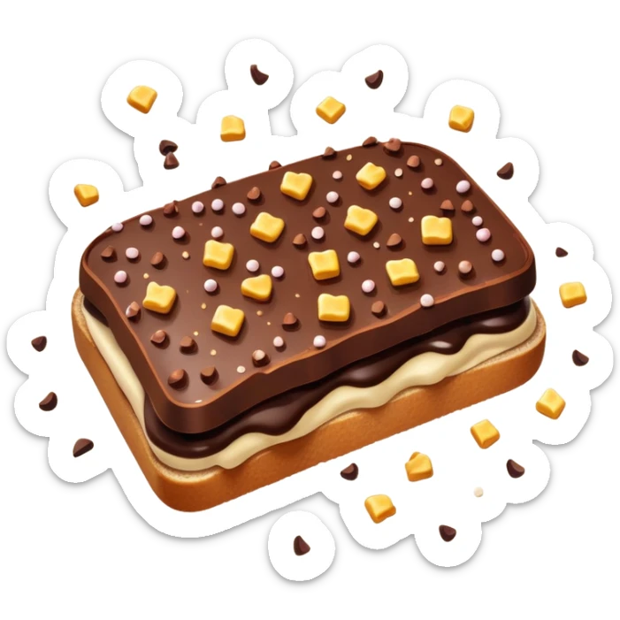 hagelslag-cinematic-realistic-hagelslag-treat-emoji,-depicted-as-crunchy-chocolate-sprinkles-scattered-on-a-slice-of-buttered-bread,-rendered-with-vivid-textures-and-playful,-inviting-lighting. sticker