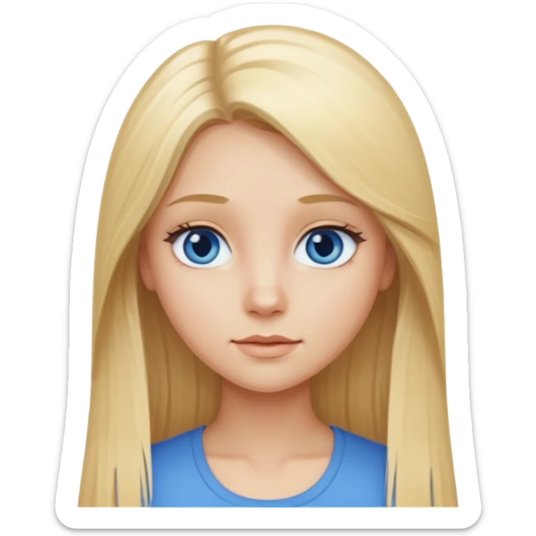 Une fille blonde aux cheveux long lisse et aux petits yeux bleus sticker