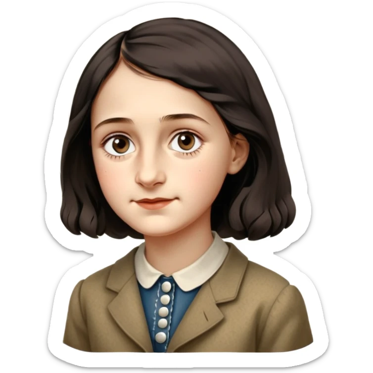 anne-frank-–-cinematic-realistic-portrait-of-anne-frank,-depicted-with-a-reflective,-gentle-expression-in-period-clothing,-her-eyes-conveying-hope-and-resilience,-rendered-with-soft,-natural-lighting-and-delicate-textures-that-capture  sticker