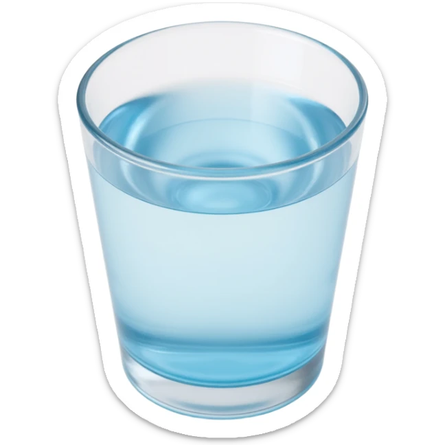 glass of water icon, skeuomorphism style sticker