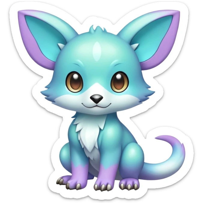 Cute cool shiny dark pastel colorful animal hybrid Fakemon full body sticker