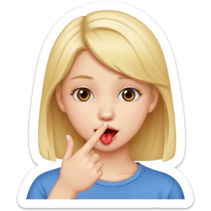 cute teen biting her finger flirtatiously as a sign that she likes someone sticker