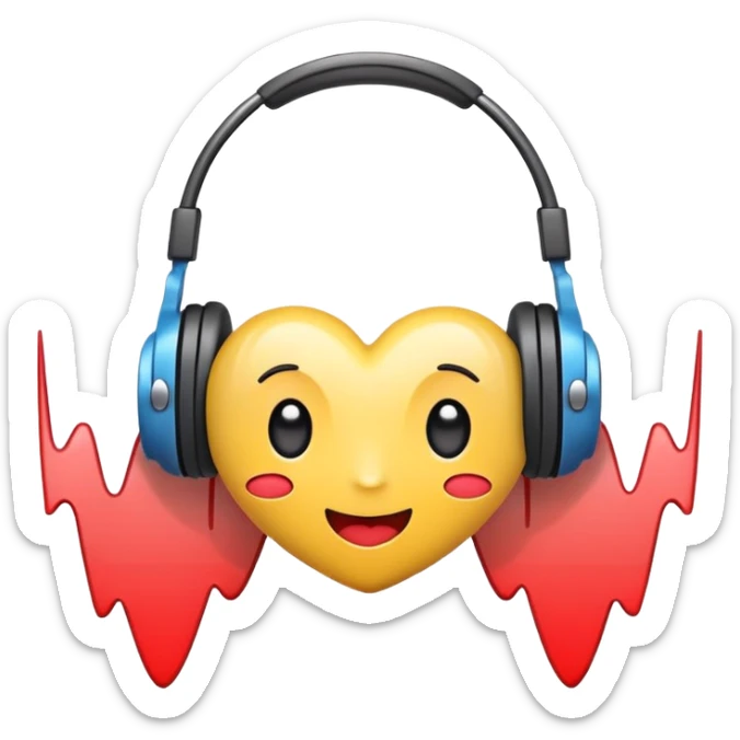 cute sound wave character with heart eyes listening to music sticker