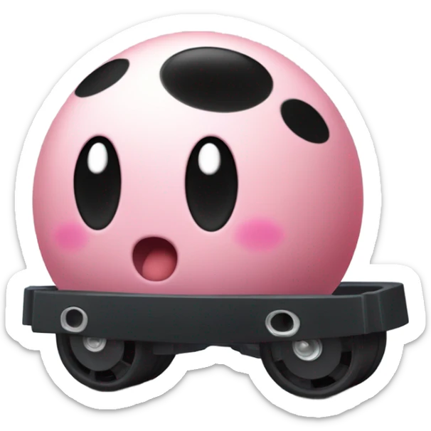 Metal cute black eyes Kirby ball driving on 4 car wheels sticker