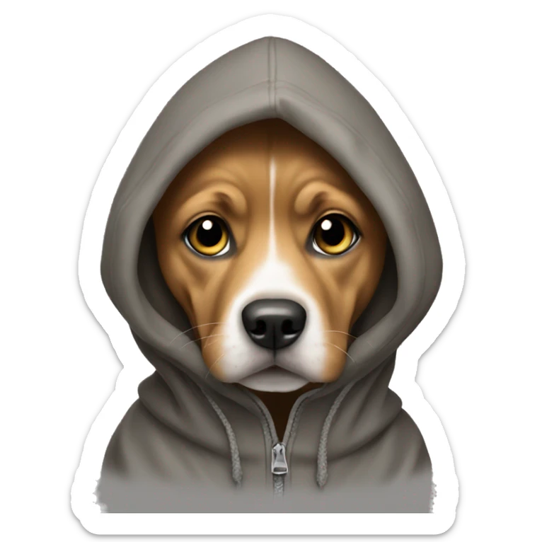 Dog wearing hoodie sticker