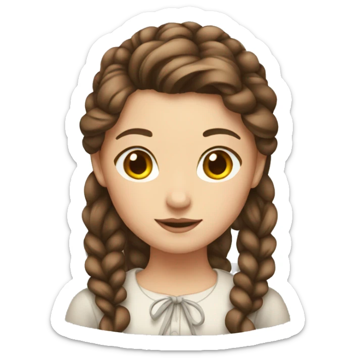 girl with brown hair and tied hair sticker