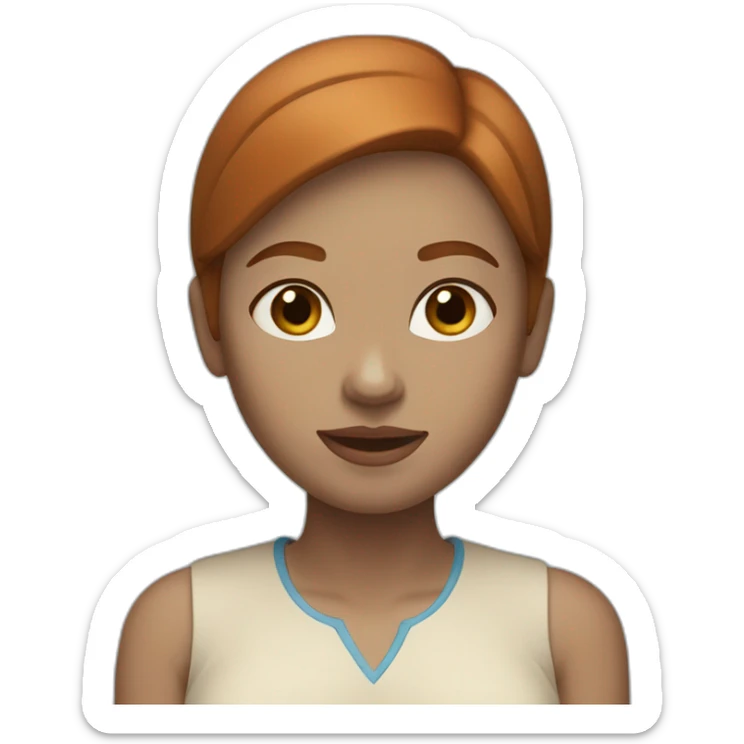 Dark gingerhair woman with blue eyes and with straight short hair, blue eyes and light beige skin  sticker