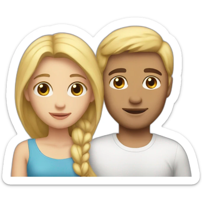 couple in love. She is with blonde hair, but he is with brown hair sticker