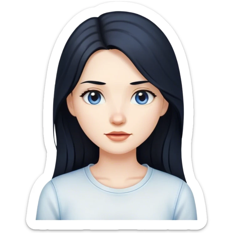 pale female with long black hair, wearing white shirt and blue jeans and converses sticker