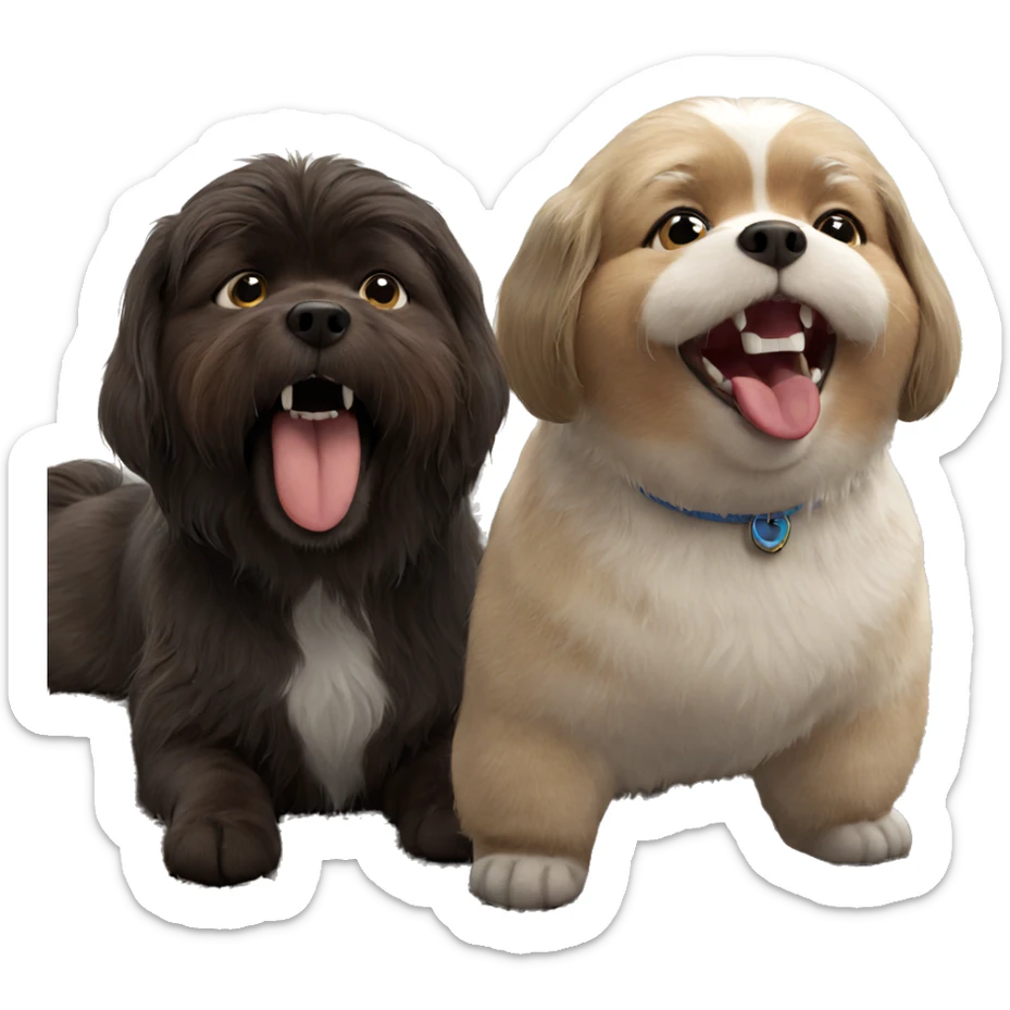 dog on rug with open mouth sticker