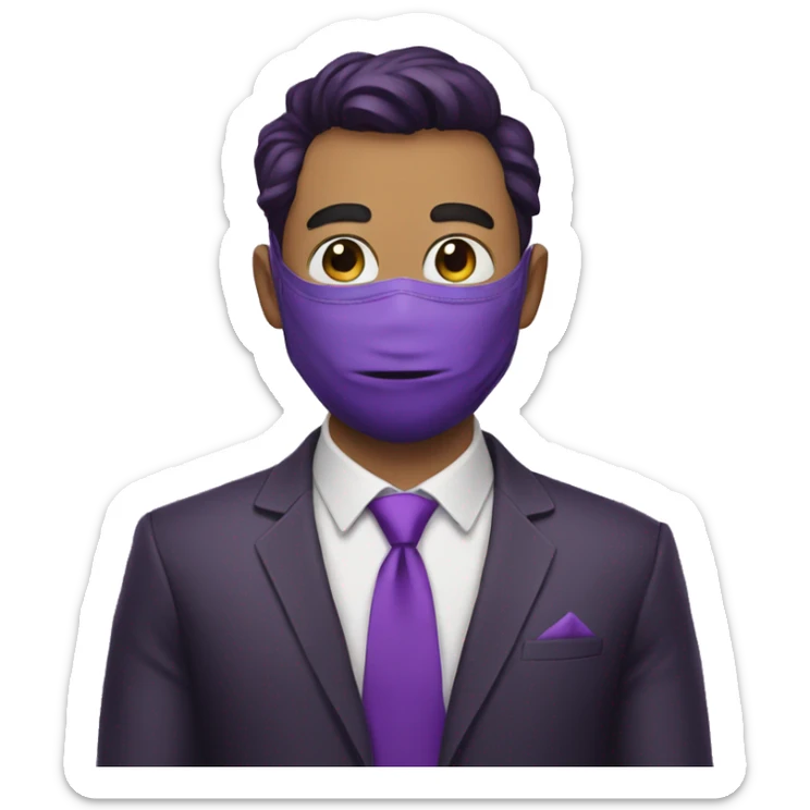 a man in a purple mask and the whole suit is also purple and looks like a cat sticker
