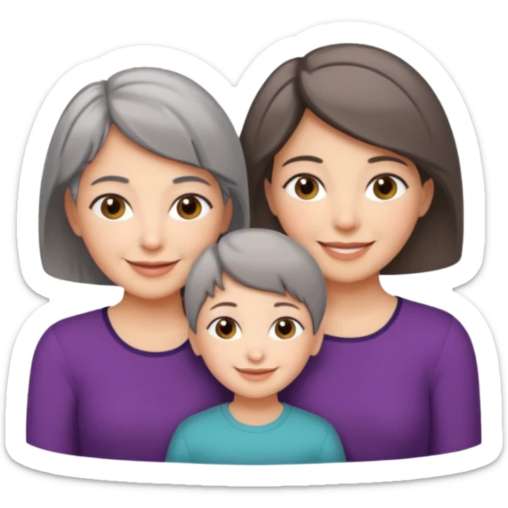 A mum with short Gray hair and her two adult daughters with brown hair sticker