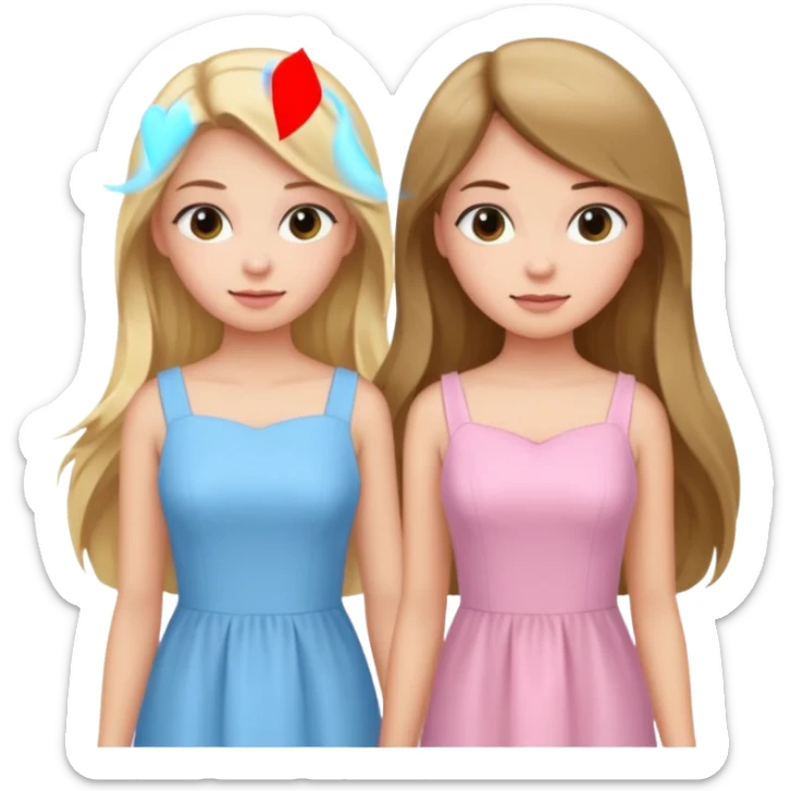 happy pride and predjudice blonde girl in light blue dress and long hair brunette girl in light pink dress sticker