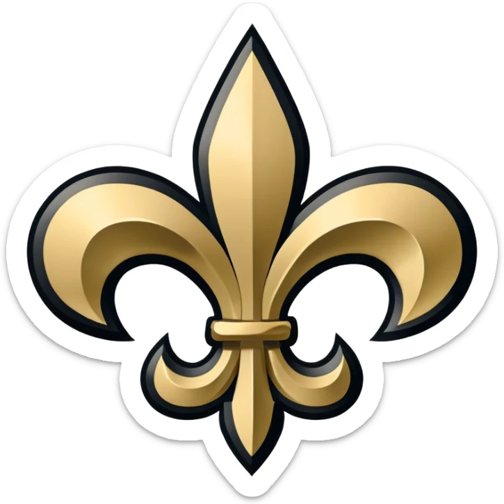 New Orleans Saints football logo with fleur-de-lis in black and gold colors sticker