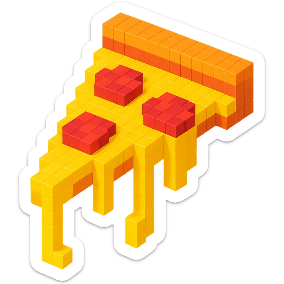 pizza with cheese pull effect sticker