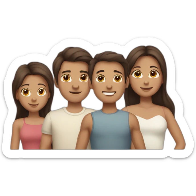 one tanned sister with brown hair, one white older brother with dark hair, one little brother with light hair sticker