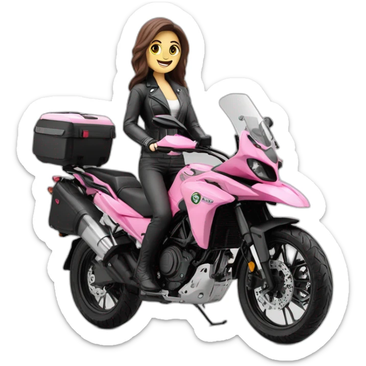 Moto benelli trk 502X color rosa con mujer gordita m sticker
