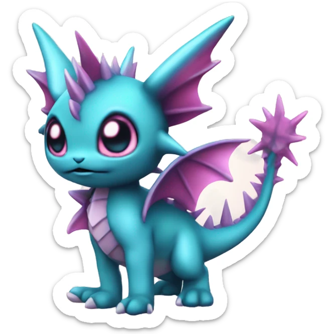 Pink Edgy Vaporeon dragon With Fins and spikes full body sticker