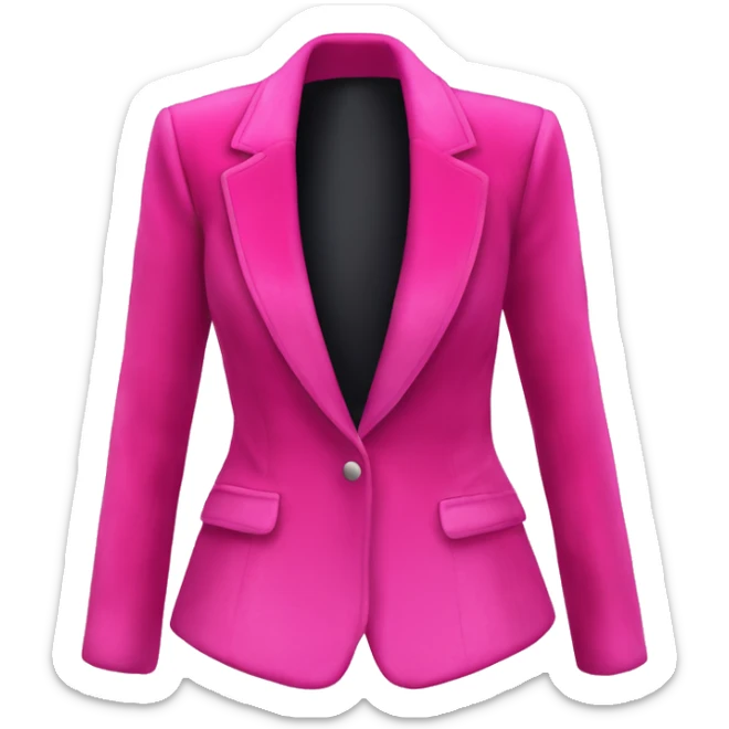 Realistic isolated open hot pink velvet feminine fashion blazer jacket. sticker