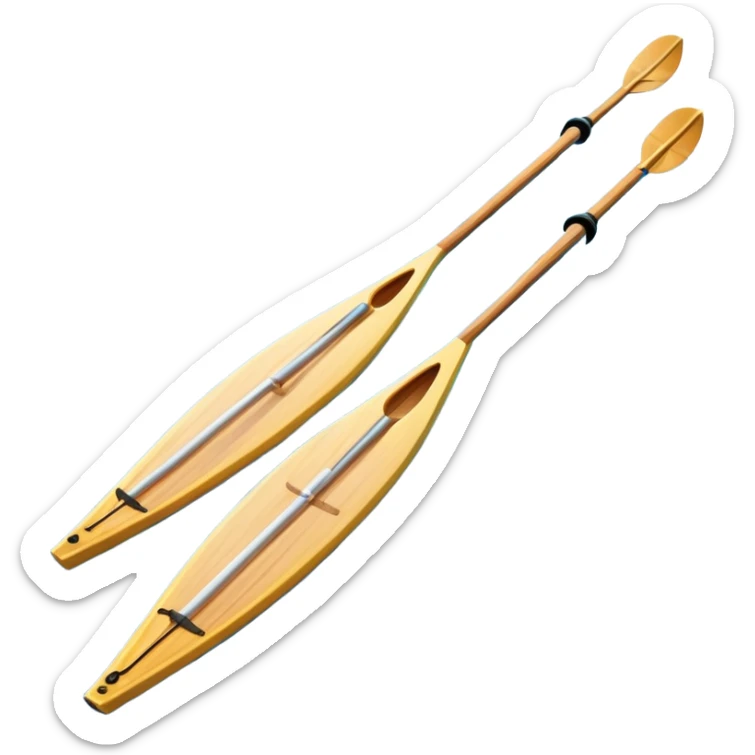 An icon showing a close-up of crossed oars, a sleek racing shell, and rippling water, symbolizing rowing. The design includes droplets in motion and a streamlined boat tip cutting through waves. Transparent background emphasizes strength, precision, and the spirit of competitive rowing sticker