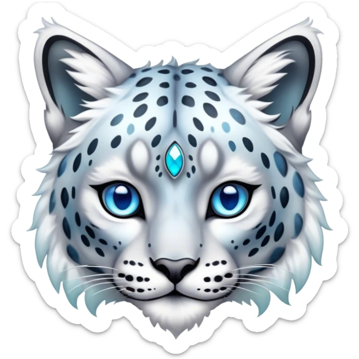 Cute cool edgy Colorful vibrant transparent iridescent luminescent ethereal fantasy-lynx-snow-leopard-animal, full-body sticker