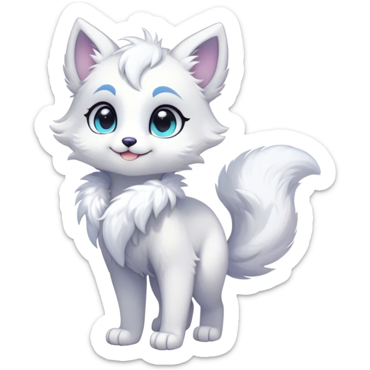 Full body Kawaii bright fantasy ethereal anthro fursona animal sticker