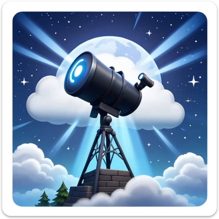 Fortnite signal in the night sky, a spotlight projecting the Fortnite logo into cloudy night sky sticker